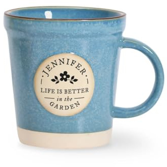 History & Heraldry Personalised Mug - Unique Ceramic Plant-Pot Style Mug – Gift for Gardeners, or Office Decor (Jennifer)