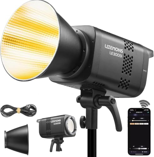 Godox LE300Bi Éclairage Vidéo LED Bicolore 315W, 58900 Lux @1m, 2800K-6500K, CRI 97 TLCI 99, 11 Effets FX, NFC/App/DMX/Bluetooth, Monture Bowens Projecteur pour Studio Photo Vidéo Diffusion en Direct