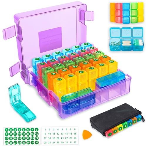 Tablettenbox Monat 31 Tage 3 fächer Wochenbox mit Tabletten-Teiler Aufbewahrungsbox Reise-Medikamentendose für Pillen, Fischöle, Vitamine