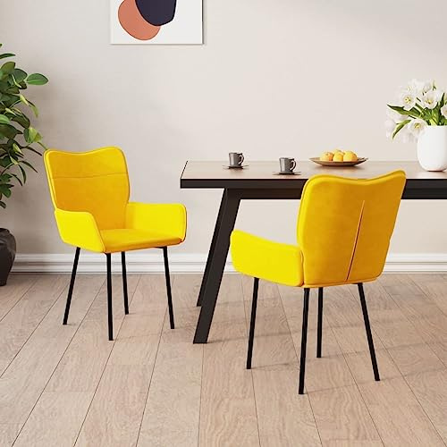 Zeehear Esszimmerstühle 2er Set, Gelb Samt, Metallbeine, Modern Design, Ergonomisch Gepolsterte Küchenstühle für Esszimmer, Wohnzimmer, Büro, Max. 110 kg