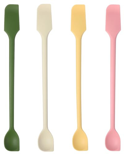 4 Stück Mini Silikonspatel,Doppelseitig Kleiner Schaber,Multifunktional Teigschaber Küchenschaber Silikon Klein Teigschaber Schmal Wiederverwendbarer Rührer für Küche Kosmetik Gläser Marmelade