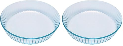 Pyrex Bake & Enjoy Glass Fluted flan Dish high Resistance 26 cm (Pack of 2)