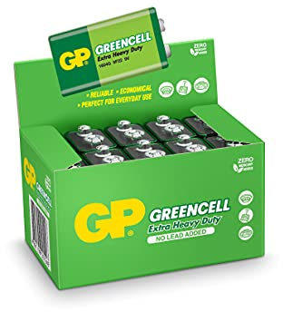 GP Batteries Greencell 9 V Zinc Chloride 9 V Non-Rechargeable Battery – Non-Rechargeable Batteries (Zinc Chloride, Prismatic, 9 V, 9 V, Green)