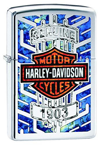 Zippo Harley-Davidson, Accendino Antivento, Ricaricabile a Benzina Unisex-Adulto, Cromato, Regular 5.7 x 3.7 x 1.2 cm