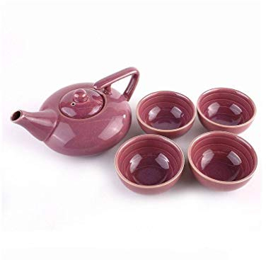 lachineuse - Service à Thé Japonais Mauve - Avec Théière & 4 Bols en Porcelaine - Coloris Violet - Idée Cadeau Japon pour Anniversaire, Noël - Vaisselle Japonaise Traditionnelle - Objet Asiatique