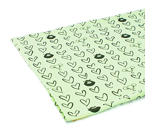 1buy3 Jersey Stoff Gemustert zum nähen | 92% Baumwolle, 8% Elasthan | Kinderstoff | Baumwolljersey | Muster: Herzen mit Bären und Elepfanten auf Pistazie | 50cm x 160cm | Grundpreis je m² = €9,99