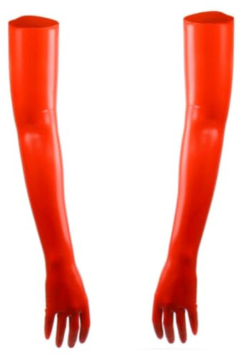 100% Latex rubber Handschuhe schulterlang 0,4mm rot getaucht (FM) (S)