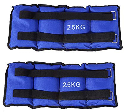 GOTOTOP Knöchelgewicht, Laufgewichte für Fuß- und Handgelenke, Gewichtsmanschetten 2er Set 2.5KG, Oxford, Einstellbar, Blau, Trainingsgewicht