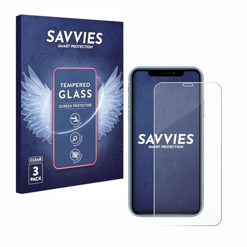 Savvies Panzer Schutz Glas für Apple iPhone XR / 11 (3 Stück) 9H Hartglas, Anti-Fingerprint, Displayschutz