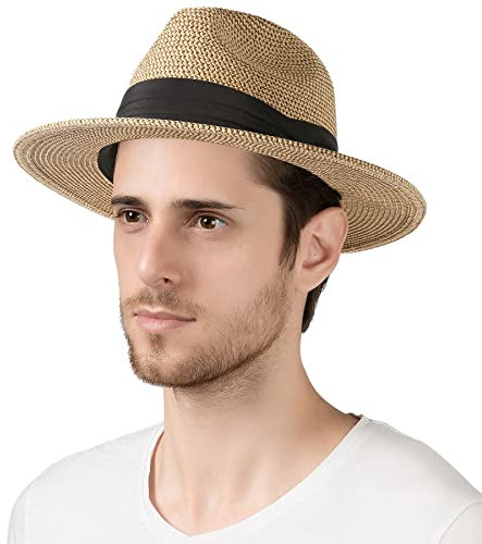 Lanzom Sommerhut für Damen und Herren, faltbar, Schlapphut, verstaubar, mit breiter Krempe, Khaki gemischt, Large