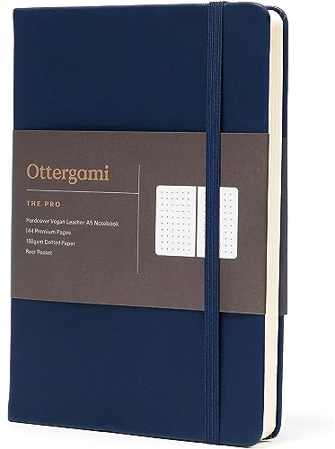 Ottergami Bullet Journal Puntinato A5 | Bullet Planner Agenda a Quadretti, Puntinato Diario | 150gsm Carta Spessa | The Pro - Blu