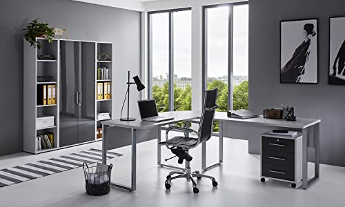 moebel-dich-auf.de Arbeitszimmer TABOR PRO 3 in diversen Farbvarianten (lichtgrau/anthrazit Hochglanz)