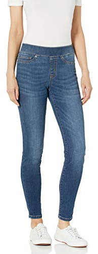 Amazon Essentials Jeggings Pull-On Elasticizzati A Vita Media (Disponibili in Taglie Forti) Donna, Blu Medio, 40 Lungo
