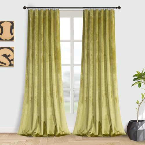 Roslynwood Roslyn Taschenvorhänge aus Samt, Polyester, Cyan Gelb, 52 Zoll Wx108 L (2 Panels)
