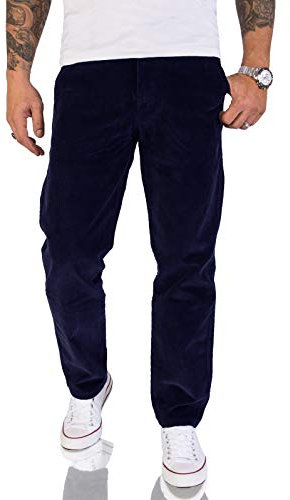 Rock Creek RC-2156 Pantalon chino en velours côtelé pour homme Coupe droite, bleu marine, 29W x 32L