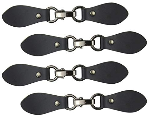 SUPVOX 4 Piezas Cosen Hebillas de Cuero Alternan Cuero Cierre de Cuero Ropa Hebillas de Gancho Conectores de Cuero Hebillas de Metal (Negro)