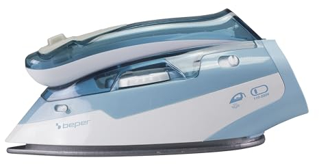 BEPER P204FER200 Ferro da Stiro da Viaggio Doppia Tensione Ideale per i viaggi - Ferro da Stiro Portatile con Manico pieghevole 1100W Azzurro