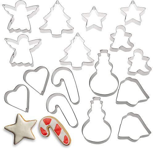 COM-FOUR® 16x Plätzchen Ausstechformen aus rostfreiem Edelstahl - Plätzchenformen mit weihnachtlichen Motiven - Keksausstecher für Weihnachten (16 Stück - X-Mas-Mix)