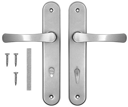 ADGO Tirador Juego de Tiradores Para la Puerta del WC Para el Baño 72 mm Bizcocho, Tirador de Aluminio, Placa de Acero Galvanizado con Recubrimiento en Polvo, Juego de Tornillos de Montaje, Plata