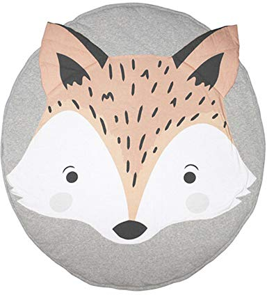 Baumwolle Krabbeldecke groß und weich gepolstert 90 x 90cm für Baby Kinder (Fuchs)