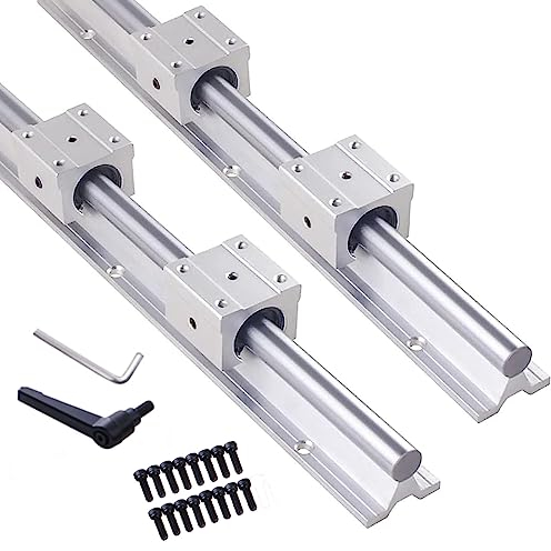 GooEquip Linearführung SBR16-500mm 2 x Linearschienen und 4 x Lagerblöcke, Linearschienenlänge 500mm Linearschienen für Maschinen und automatisierte Geräte (SBR16-500mm)