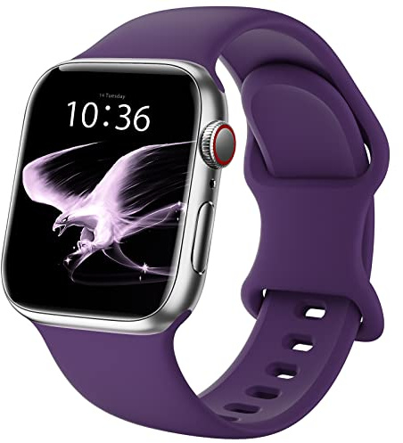 DigiHero Sport Band Soft Silicone Compatible with Apple Watch Straps | Series 12 11 10 9 8 7 6 5 4, SE 3 2 1, Replacement iWatch Strap 40mm 42mm 44mm 46mm 41mm 45mm 38mm Women Men, Purple