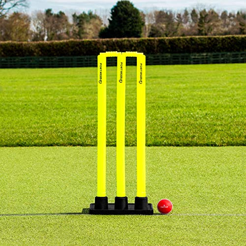 FORTRESS Paletti da Cricket con Base - Porta da Cricket con Base in Gomma Wickets | Set da Cricket | Paletti per Giovaneili e Adulti | Attrezzatura da Cricket in Plastica