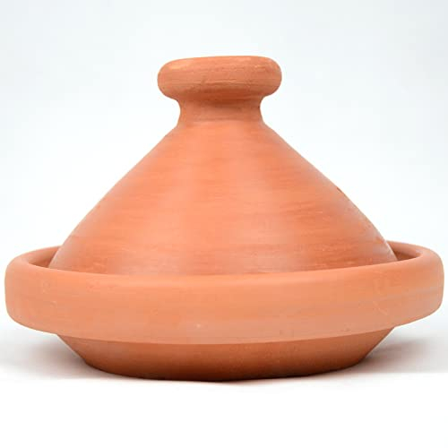 Tajine marocaine marocaine marocaine - Maroc - Diamètre : 22 cm - Pour 1 personne - Fabriqué à la main à Marrakech, sans substances nocives, non émaillé, tajine naturel, fabriqué à la main au Maroc