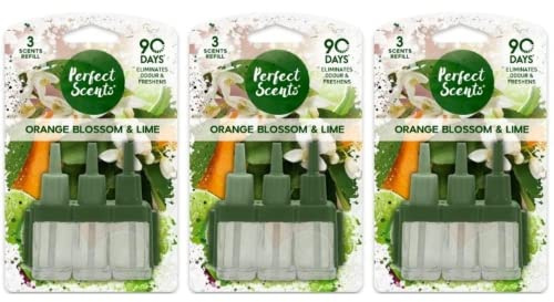Perfect Scents Plug In Refill Air Freshener Compatible with 3volution - Orange Blossom & Lime - 3 Pack, 20ml per Pack