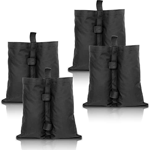 Jiubiaz 4er Set Pavillon Sandsäcke für Pop Up Pavillon, Hochwertige Pavillonstandfüße Sandsäcke, Pavillon Gewichte für Zelt, Schwarz