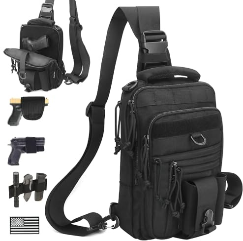 DegeTMVe Dual Pistol Holster Chest Bag Concealed Carry Sling Crossbody Tactical Gun Convertible Backpack Shooting Hunting