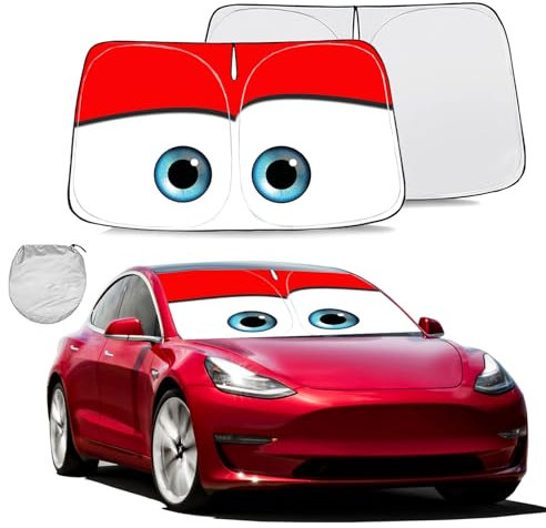 Gven for Tesla Model 3 Sunshade for Tesla Model Y Windshield Sunshade 2016-2024 Car Shade Front Window Shade Double Layer Blocks UV Rays Sun Visor Protector 100% Cover
