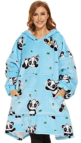 THREE POODLE Decken Hoodie, Oversize Hoodie Decken Pullover Kuschelpullover für Damen Herren Kinder, Warm und Weiches Futter, Übergroßer Hoodie Sherpa-Decke, Verschiedene Muster Verfügbar