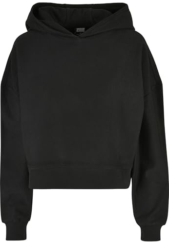 Urban Classics Damen Ladies Oversized Short Rib Hoody Sweatshirt, Schwarz, XS EU