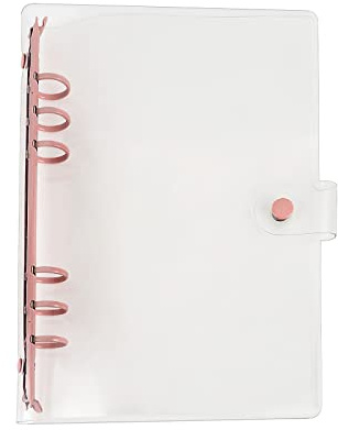Ordner aus weichem PVC, transparent, Schutzhülle für Notizbuch, Ringbücher mit 6 Löchern, wiederaufladbar, für A5/A6, lose Blätter, Budget A6 (A5, Rosa)