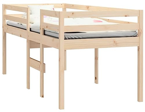 vidaXL Solid Wood Pine High Sleeper Bed Home Bedroom Furniture Dorm Wooden Highbed Platform Bed Frame Bedstead High Sleeper 90x190 cm 3FT Single