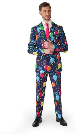 Suitmeister Herren-Anzug mit Print – perfektes Outfit für jeden Anlass – inklusive Blazer, Hose und Krawatte