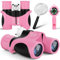 Jumelles pour Enfants 8x21 Haute résolution avec loupe et Boussole sifflet, Jumelles pour Enfants de 3 à 12 Ans, garçons et Filles en Plein air, Voyage, Exploration de la Nature (Rose)