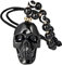 XHUUU Black Obsidian Skull Evil Eye Necklaces for Women Men Human Skull Statue Pendant Crystal Unisex Adjustable Rope Beaded Chain