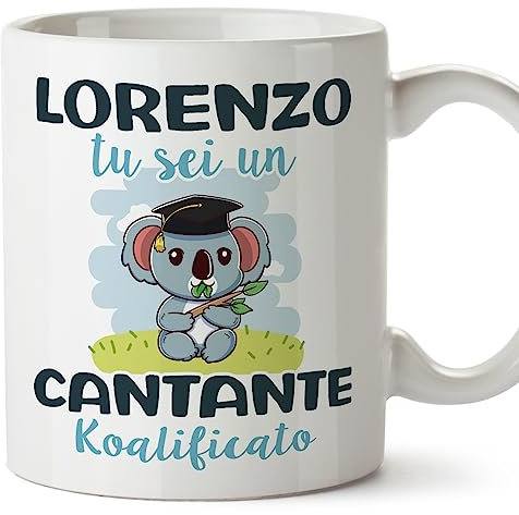 Mugffins Tazza Personalizzata in ceramica per CANTANTE uomo 11 oz / 350 ml - In italiano - Koalificati Personalizzati - Idea regalo per compleanno, anniversario, natale, laurea
