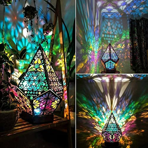 Wooden Floor Lamp Bohemian Light Lamp Colorful LED Light Table Lamp for Christmas Color LED Changing Light for Christmas Wedding Party Decoration,11 * 11cm/4.3 * 4.3