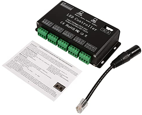 Controller LED, Controller LED RGB a 6 Canali DC5V-24V Modulo Striscia Driver Decodificatore DMX Colore Nero