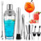 PIWOSGOL 7 Pezzi Shaker Cocktail Set, 400ml/14oz Shaker per Cocktail in Vetro, Kit Barman Professionale, Shaker Accessori per Mojito Martini Tonic Gin Drink, Regalo Donna Uomo Bar Party (Trasparente)