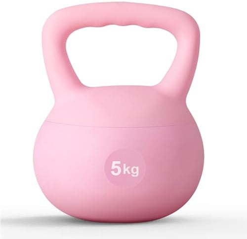 sogesfurniture Weiche Kettlebell 5 kg, Kugelhantel Weich, Bodenschonende Schwunghantel Kugelgewicht für Frauen Gewichtheben, Krafttraining Fitness Gymnastik, Rosa