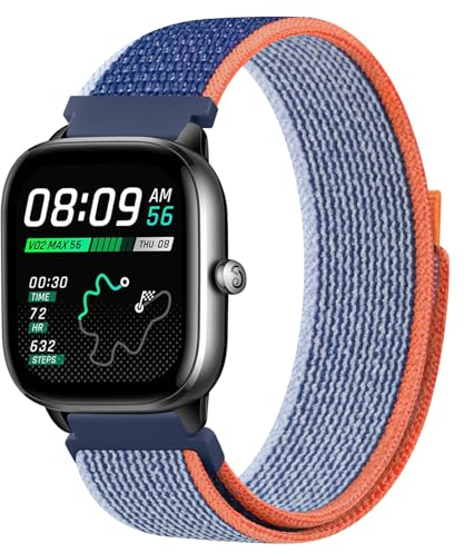 Oumida 20mm Armband für Amazfit GTS 4 Mini Armbänder/Amazfit GTS 2 Mini/GTS 2/GTS 2e / GTS 3 / GTS 4, Buntes Klettverschluss Nylon Ersatzarmband für Amazfit Bip 3/Bip 3 Pro/Bip S/Bip U Pro/GTR 42mm