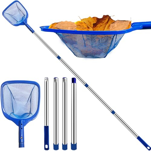 4BAOHUI Red de aterrizaje para piscina de 83-200 cm de largo, Red de aterrizaje para piscina de malla fina con varilla telescópica, Red de aterrizaje para limpieza de piscinas de 14 cm de profundidad,