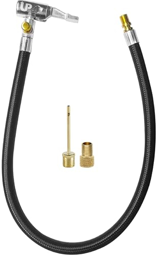UPBOOST Quick Air Release Extention Replacement Hose For Tire Inflators | Portable Air Compressor | Tire Valve Air Chuck Lock | Air Tire Inflator Pump Hose | Presta Valve + Ball Needle (20''/50.8cm)