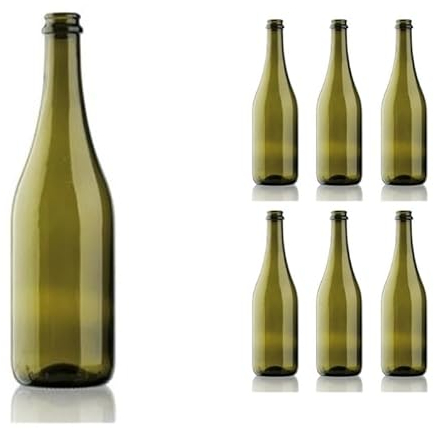 BOTTIGLIA EMILIANA PER VINO E SPUMANTE 750 ML CON PREDISPOSIZIONE TAPPO CORONA COLORE UVAG - BOTTIGLIA PER VINI VUOTA PREGIATI PER TAPPI CORONA SUGHERO E PLASTICA 20 PZ