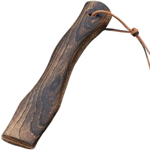 Axe Handle 10 Inch Wooden Hatchet Handle Replacement with Hanging Leather Cord Ergonomic Curved Hatchet Handle Replacement with Natural Wooden Grain Fit for the Interface 3.8 * 1.3cm Short, Axe Hand