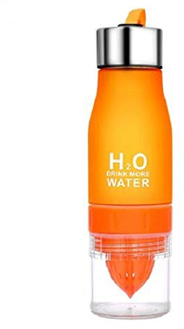 Mr. Gadget's Solutions Lemon/Fruit Infuser Water Bottle, Lemon Squeezer, Fruit Infuser Cup, Loading Fruit Infusion, Outdoor Sports Juice Water Bottles, BPA Free Drinking Bottles - ORANGE